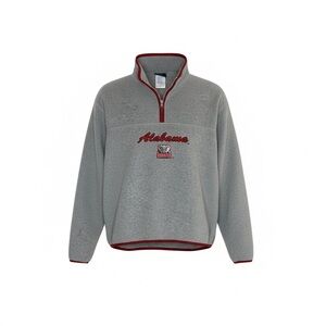 Joy Athletic Gray Zip-Up Sweater with Red Trim